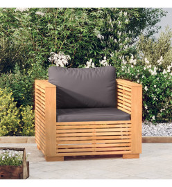 Fauteuil de jardin avec coussins gris foncé Bois de teck massif