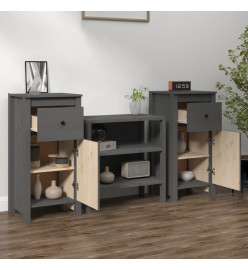 Buffets 2 pcs Gris 40x35x80 cm Bois massif de pin