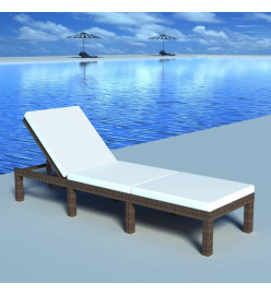 Chaise longue avec coussin Résine tressée Marron