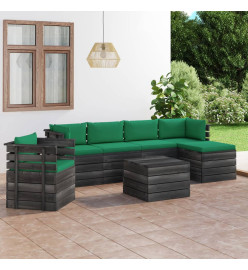 Salon palette de jardin 7 pcs avec coussins Bois de pin massif
