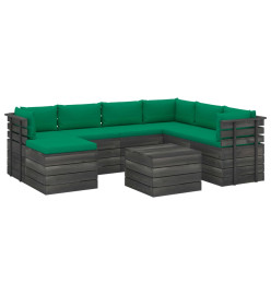 Salon palette de jardin 8 pcs avec coussins Bois de pin massif