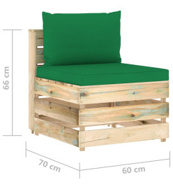 Salon de jardin 6 pcs avec coussins Bois imprégné de vert