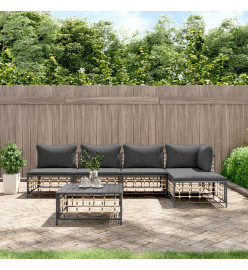 Salon de jardin 6 pcs avec coussins anthracite résine tressée
