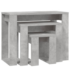 Tables gigognes 3 pcs Gris béton Bois d'ingénierie