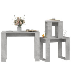 Tables gigognes 3 pcs Gris béton Bois d'ingénierie