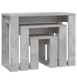 Tables gigognes 3 pcs Gris béton Bois d'ingénierie