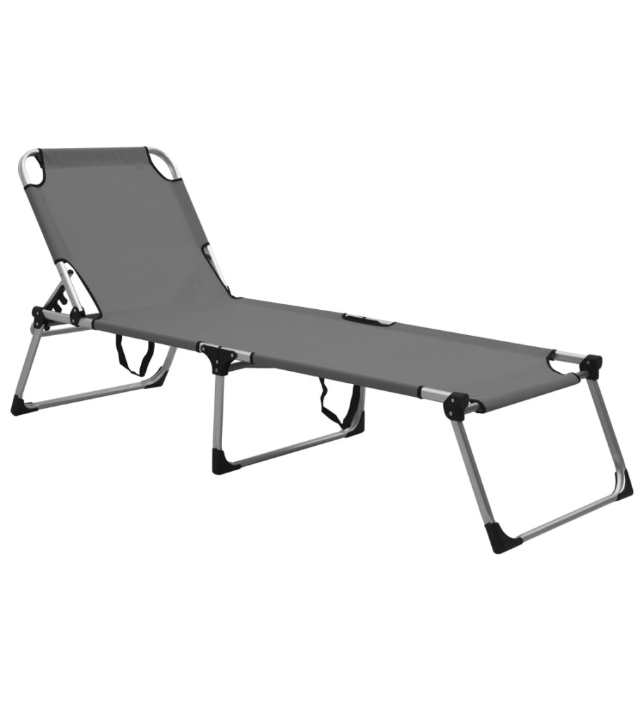 Chaise longue pliable extra haute pour seniors Gris Aluminium Chaise longue pliable extra haute pour seniors Gris Aluminium