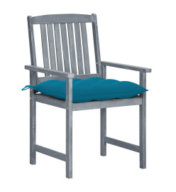 Chaises de jardin avec coussins 4 pcs Gris Bois d'acacia massif