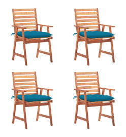 Chaises à dîner d'extérieur 4 pcs avec coussins Acacia massif