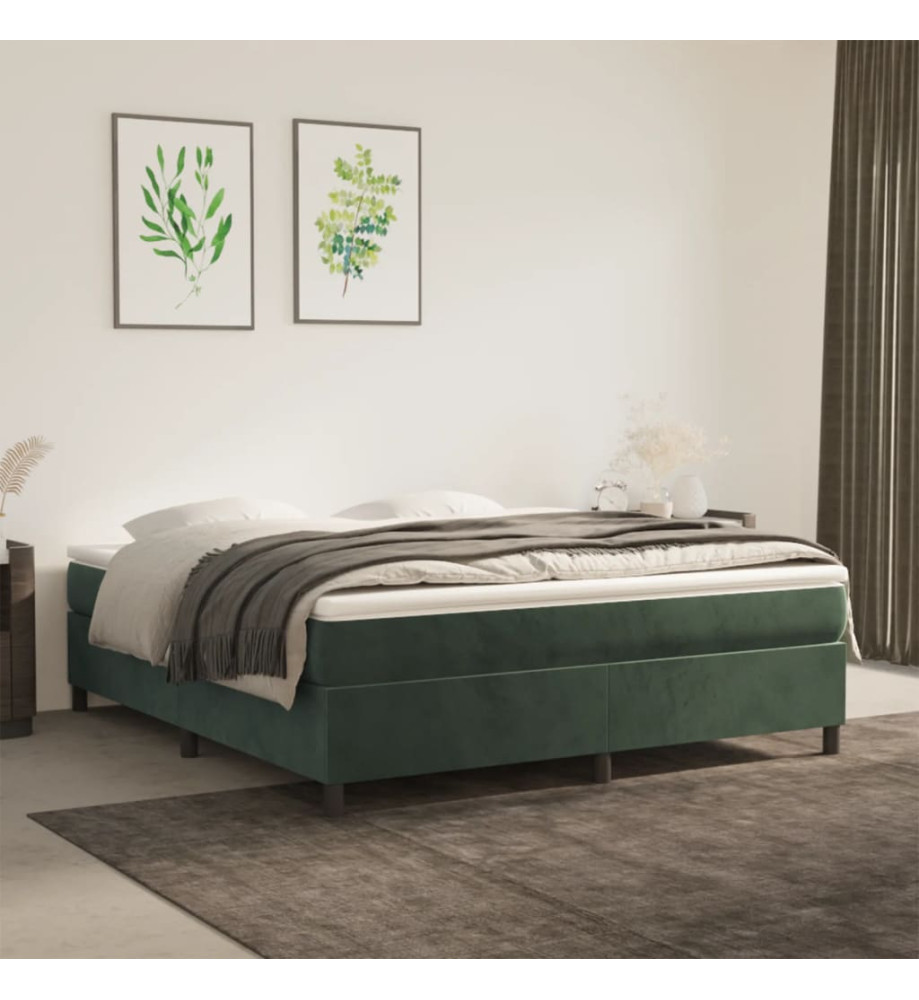 Sommier à ressorts de lit Vert foncé 160x200 cm Velours Sommier à ressorts de lit Vert foncé 160x200 cm Velours
