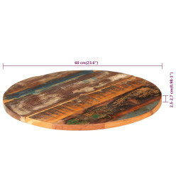 Dessus de table rond 60 cm 25-27 mm Bois de récupération solide