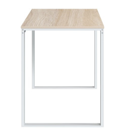 Bureau d'ordinateur Blanc et chêne 110x60x73 cm Aggloméré