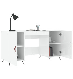 Bureau Blanc brillant 140x50x75 cm Bois d'ingénierie