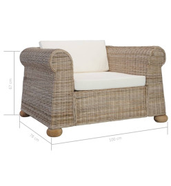 Fauteuil avec coussins Rotin naturel