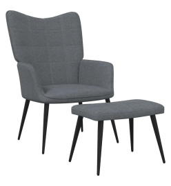 Chaise de relaxation avec tabouret Gris foncé Tissu