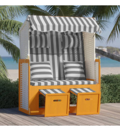 Strandkorb avec coussins Résine tressée bois solide Blanc gris