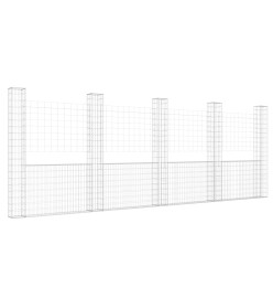 Panier de gabion en forme de U avec 5 poteaux Fer 500x20x200 cm