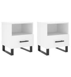 Tables de chevet 2 pcs blanc 40x35x47,5 cm bois d’ingénierie