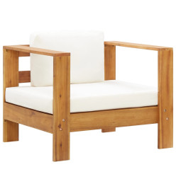 Chaise de jardin avec coussin Crème Bois d'acacia solide