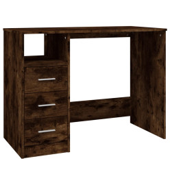 Bureau avec tiroirs Chêne fumé 102x50x76 cm Bois d'ingénierie