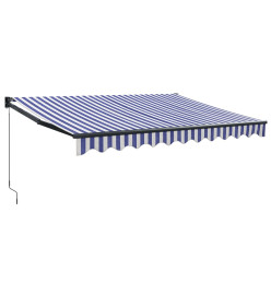 Auvent rétractable bleu et blanc 3,5x2,5 m tissu et aluminium