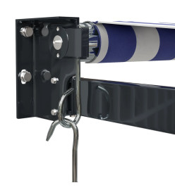 Auvent rétractable bleu et blanc 3,5x2,5 m tissu et aluminium