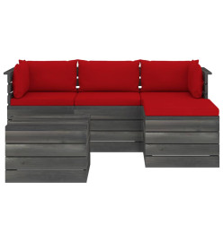 Salon palette de jardin 5 pcs avec coussins Bois de pin massif