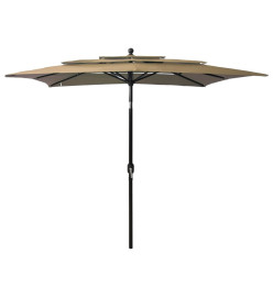 Parasol à 3 niveaux avec mât en aluminium Taupe 2,5x2,5 m