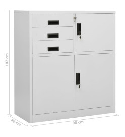 Armoire de bureau avec jardinière Gris clair 90x40x125 cm Acier