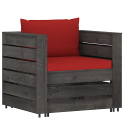Salon de jardin 2 pcs avec coussins Bois imprégné de gris