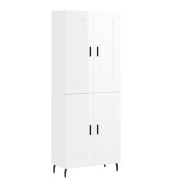 Buffet haut Blanc brillant 69,5x34x180 cm Bois d'ingénierie