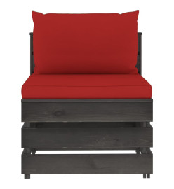 Salon de jardin 8 pcs avec coussins Bois imprégné de gris