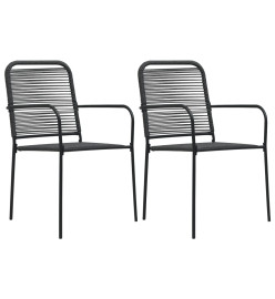 Chaises de jardin 2 pcs Corde en coton et acier Noir