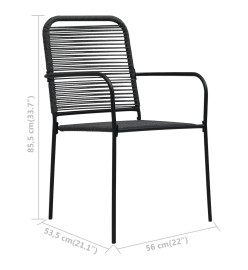 Chaises de jardin 2 pcs Corde en coton et acier Noir