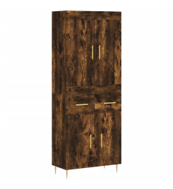 Buffet haut Chêne fumé 69,5x34x180 cm Bois d'ingénierie