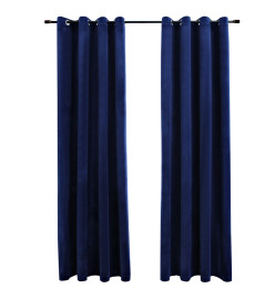 Rideaux occultants et anneaux 2pcs Velours Bleu foncé 140x225cm