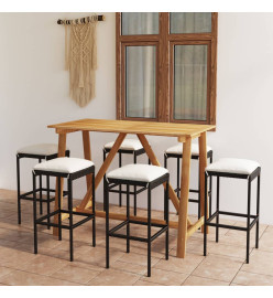 Ensemble de bar de jardin avec coussins 7 pcs Noir