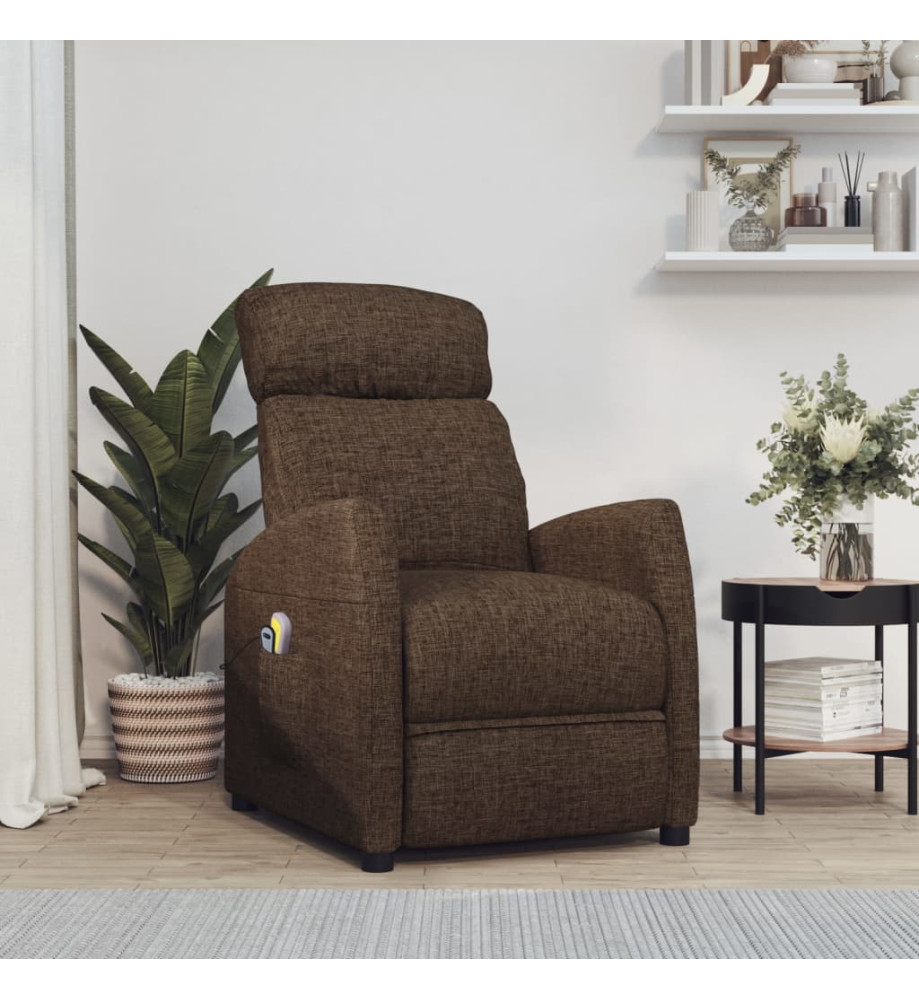 Fauteuil électrique de massage Marron Tissu