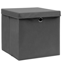 Boîtes de rangement avec couvercles 10 pcs 28x28x28 cm Gris