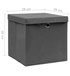 Boîtes de rangement avec couvercles 10 pcs 28x28x28 cm Gris