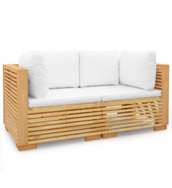 Canapés d'angle de jardin et coussins 2 pcs Bois de teck massif