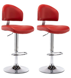 Tabourets de bar lot de 2 rouge bordeaux similicuir