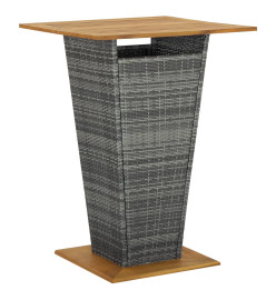 Table de bar Gris 80x80x110 cm Résine tressée et bois d'acacia