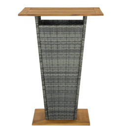 Table de bar Gris 80x80x110 cm Résine tressée et bois d'acacia