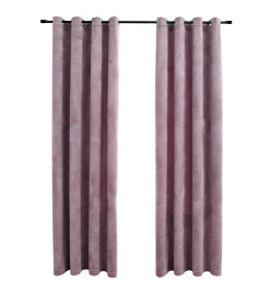 Rideaux occultants avec anneaux 2 pcs Velours Rose 140x175 cm