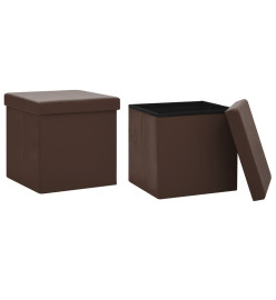 Tabourets de rangement pliables lot de 2 marron PVC