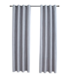 Rideaux occultants avec anneaux en métal 2 pcs Gris 140x225 cm