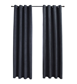 Rideaux occultants avec anneaux Métal 2pcs Anthracite 140x225cm