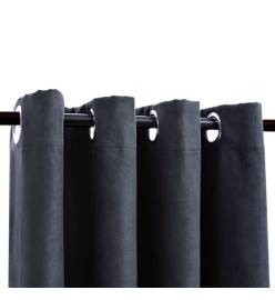 Rideaux occultants avec anneaux Métal 2pcs Anthracite 140x225cm