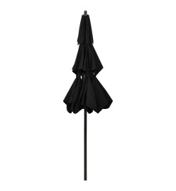 Parasol à 3 niveaux avec mât en aluminium Noir 2,5 m